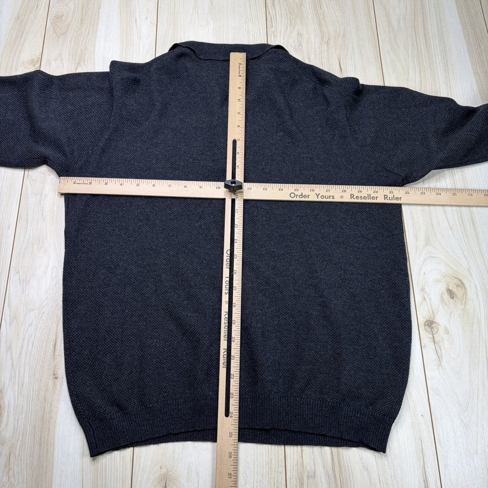 HAROLD POWELL CASHMERE SILK Knit Polo Long Sleeve Mens Large Charcoal Black - Picture 5 of 8